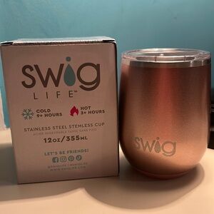 Swig Life Stemless Insulated Stemless Wine Cup in Rose Gold, 12 oz. NEW